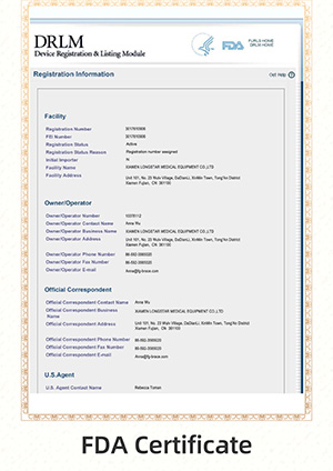 FDA Registration Certificate – BHW Medical Equipment